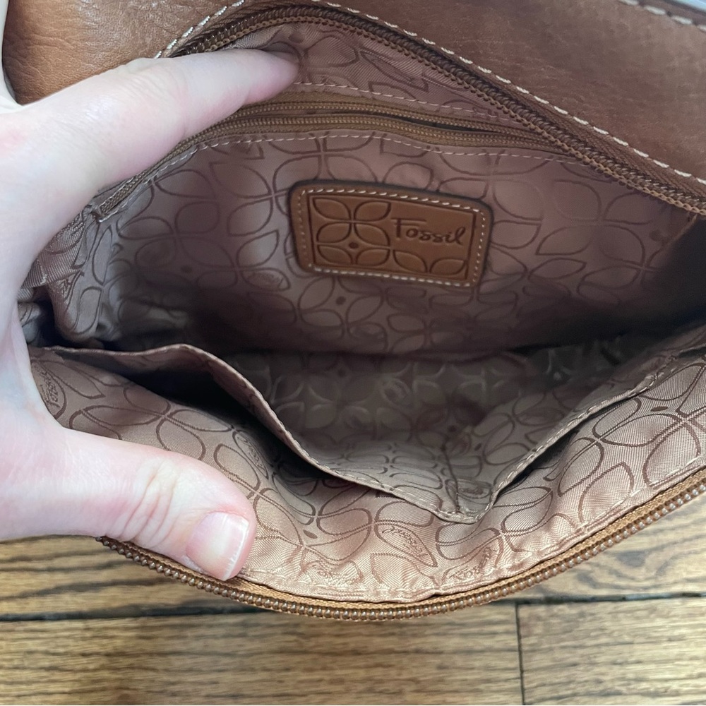 Fossil Patchwork Rainbow Stripe Leather Crossbody… - image 6